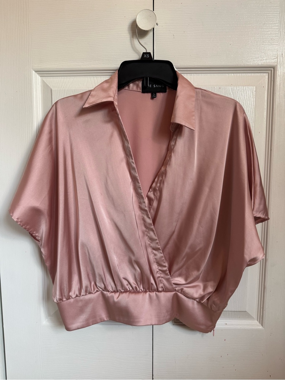 Satin Wrap Blouse in Dusty Rose